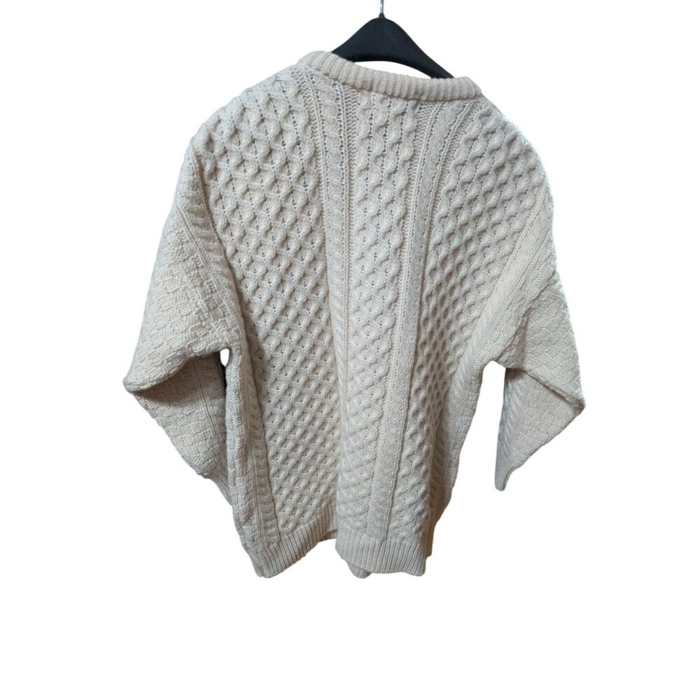 Celtic Country Mens Aran Cardigan Sweater sz M Wool Cable Knit Made In Ireland - Picture 4 of 6